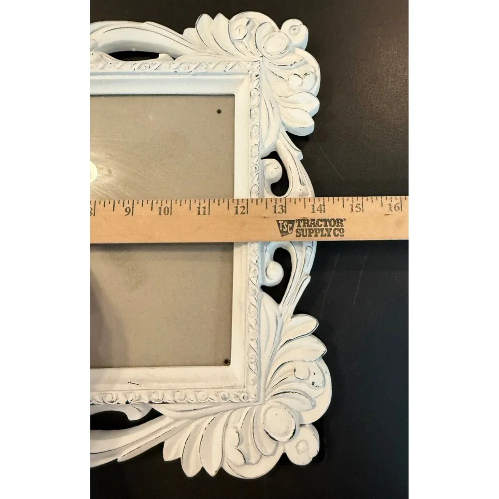 Picture Frame White Ornate Baroque Distressed Scroll Shabby Chic Victorian 8x10